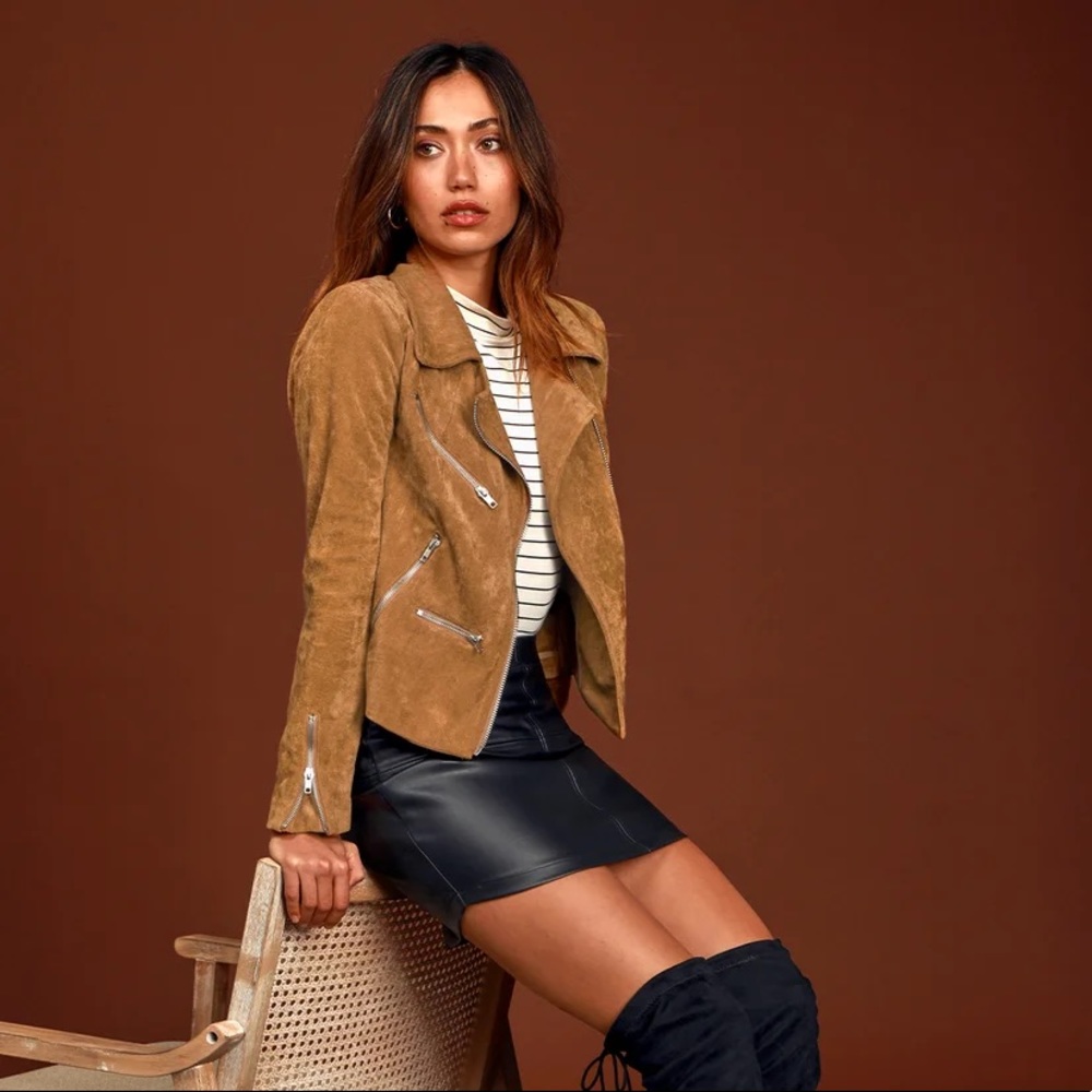 Suede with Love Tan Suede Moto Jacket Medium